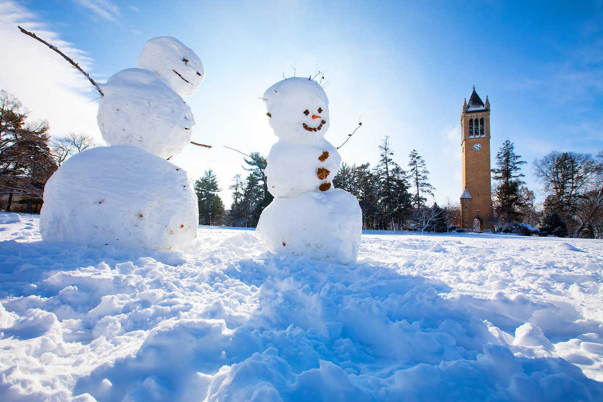 Snowman on central campus